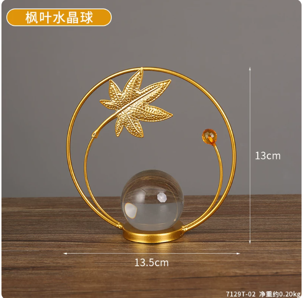Mystery 7136G Crystal Ball Decorative Ornament | Nordic Luxury Wrought Iron Home & Office Décor