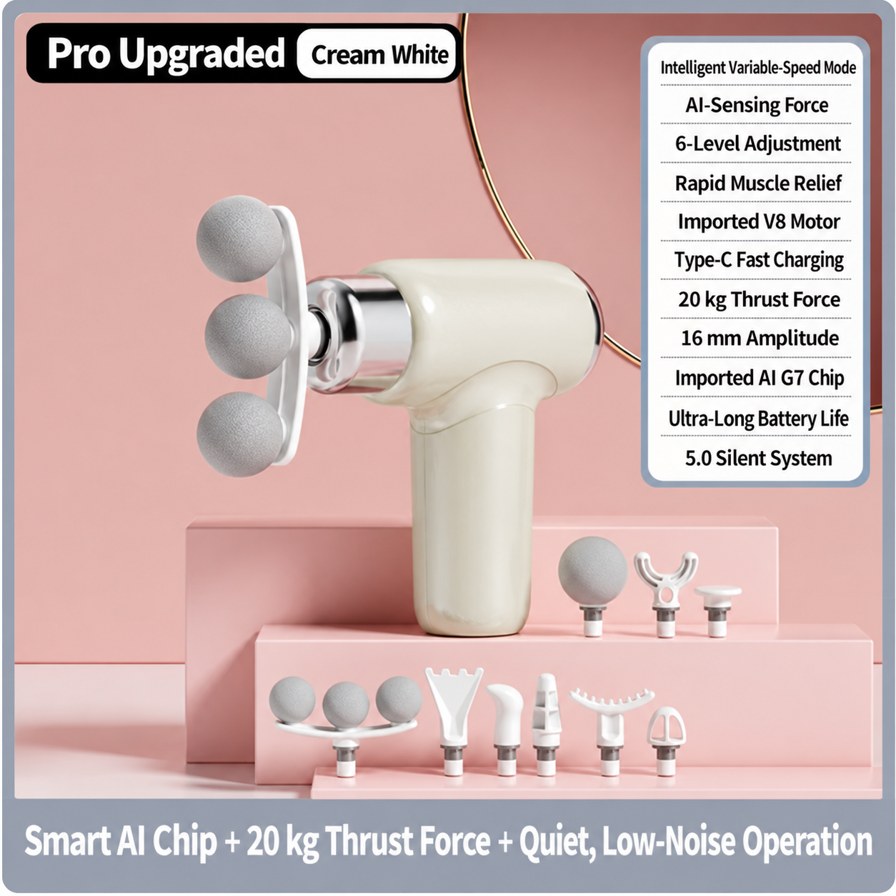 Pro Upgraded Intelligent Fascia Gun – 20kg Thrust Deep Muscle Massage Gun