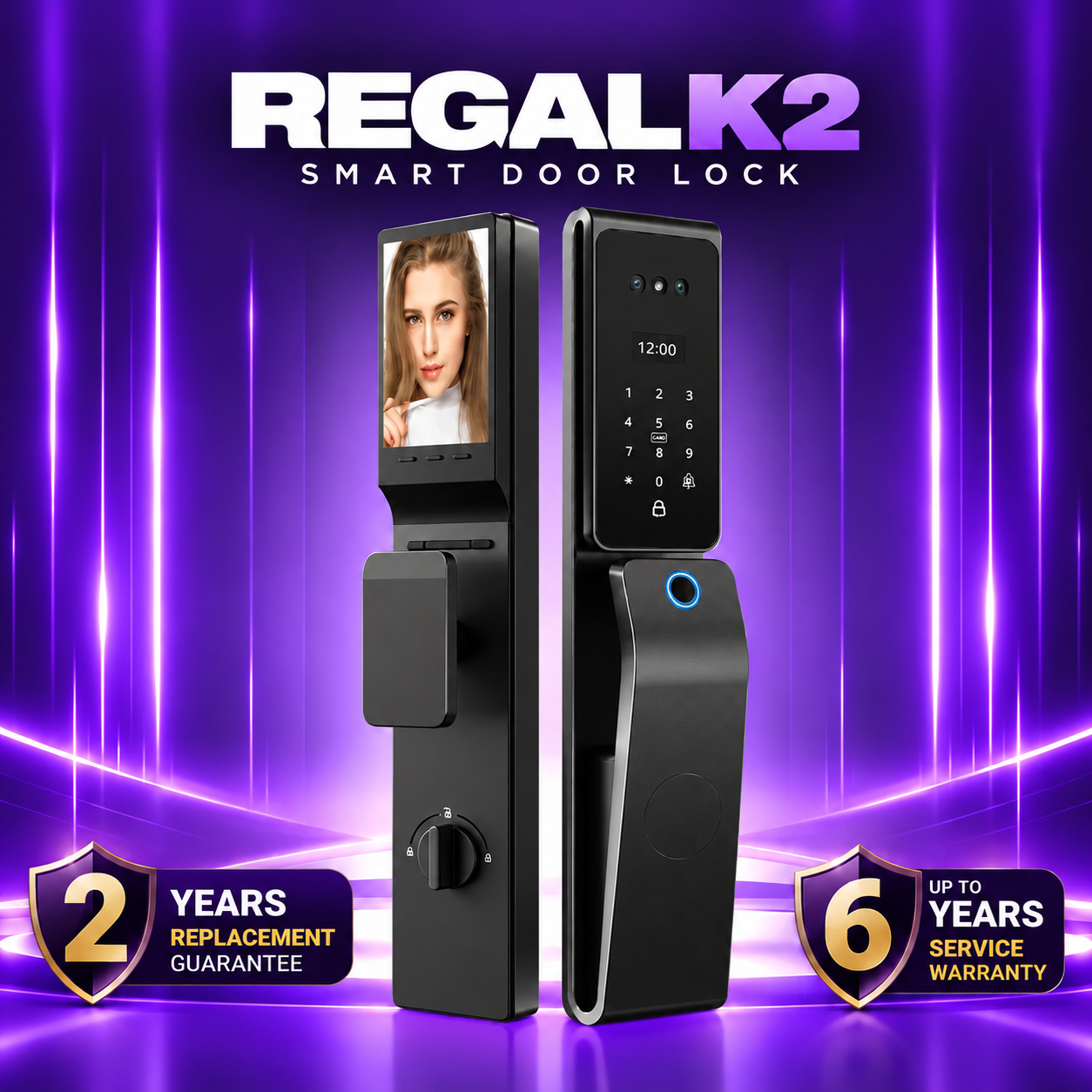 Automatic 3D Face Tuya Wifi Active Video Intercom Smart Lock Waterproof Digital Lock Electronic 85 92 Mortise With CameraCode_Regal K2