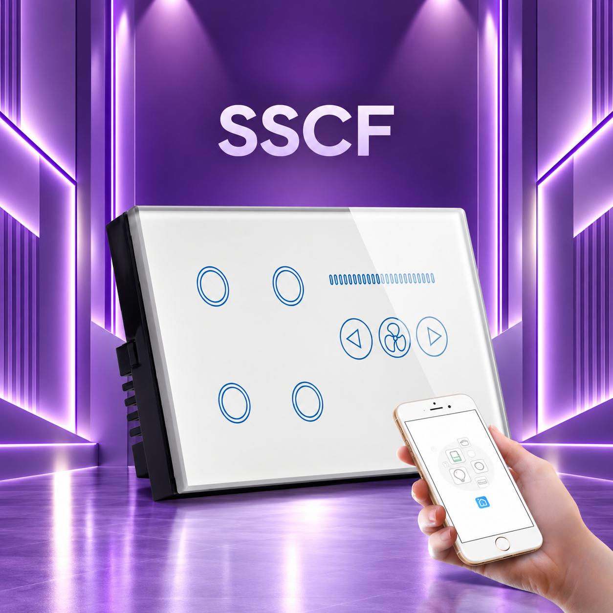 Smart 4-Gang Light & Fan Switch Combo_CODE; SSCF